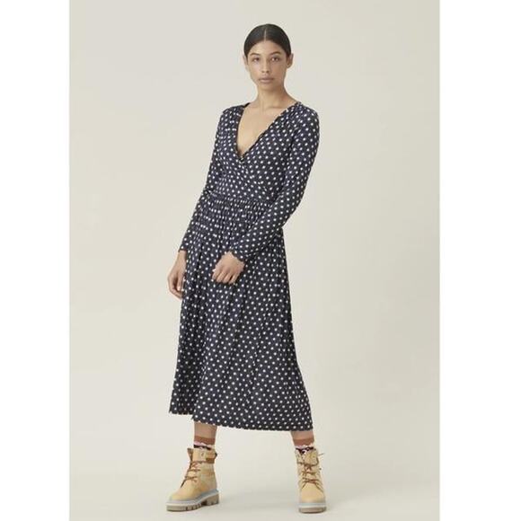 STINE GOYA ALINA JERSEY DRESS in STARS Black Blue White Size XS Long Sleeve Midi - Picture 1 of 16